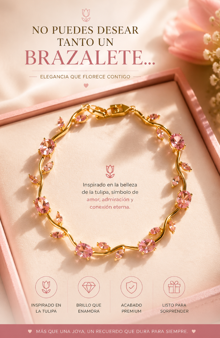 Brazalete Tulipán Rosado Premium 🌷